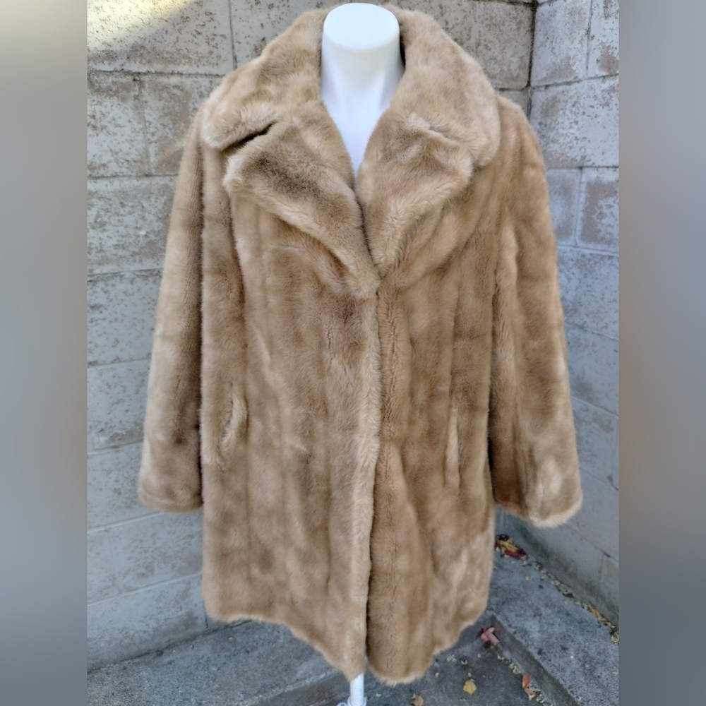 Classic Women's Faux Fur Coat in Light Brown